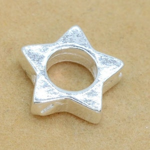 8x8MM Sterling Silver Star Spacer Beads Solid Silver  (61596-2107)