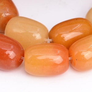 16x12MM Yellow Jade Beads Barrel Drum Grade AAA Genuine Natural Gemstone Loose Beads 7.5&quot; BULK LOT 1,3,5,10 and 50 (103060h-683)