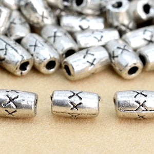 5x3MM Antique Silver Tone Spacer Beads Tube 50 Pcs Bulk Lot Options (62699-2294)