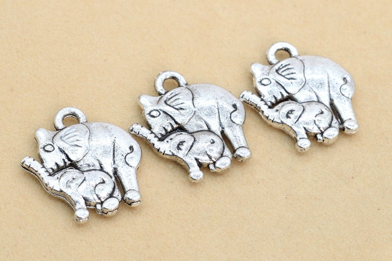 62021-2201 15x14MM Elephants Charm Double Side Antique Tibetan Silver Tone Zinc Alloy Charm 10 Pcs Bulk Lot Options