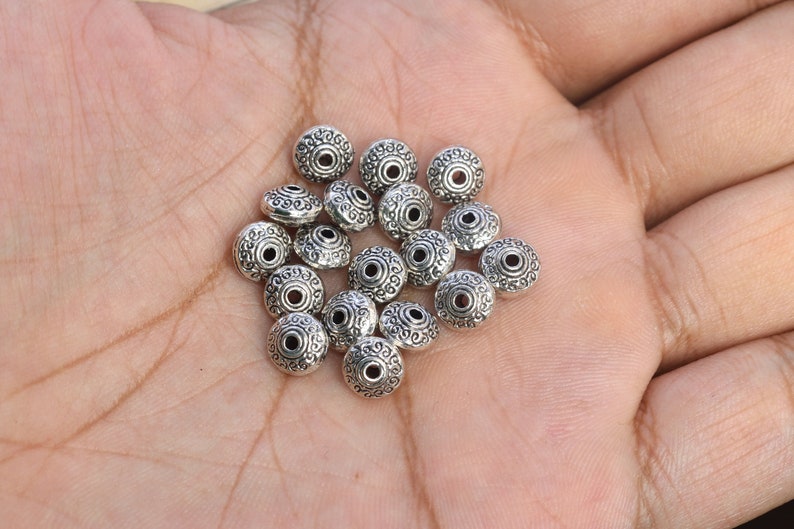 Soucoupe tibétaine argentée antique, perles d'espacement, 30 pcs, options de lot en gros 61355-2033 image 3