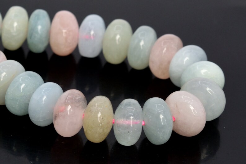 10x6MM Beryl Morganite Aquamarine Beads Africa AAA Genuine Natural Gemstone Full Strand Rondelle Beads 15.5 Bulk Lot Options 107967-2608