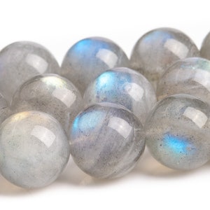 11-12MM Gray Labradorite Beads Madagascar Grade AAA Genuine Natural Half Strand Round Loose Beads 7.5&quot; Bulk Lot Options (118084h-4012)