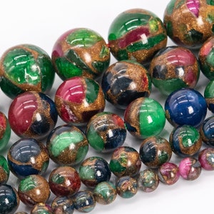 Perle di quarzo spugnoso in resina blu verde rossa di grado AAA, perle sintetiche rotonde sciolte da 6 mm, 8 mm, 10 mm, 12 mm, opzioni per lotti all&#39;ingrosso