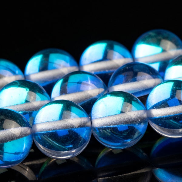 Sky Blue Mystic Aura Quartz Beads Round Loose Beads 6MM 8MM 10MM 12MM Bulk Lot Options