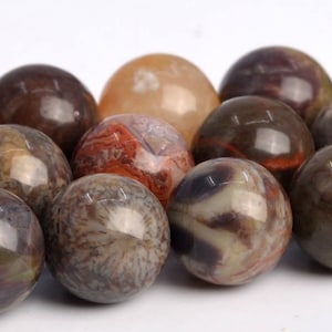 Brown Red Rainforest Agate Beads Genuine Natural Grade AAA Gemstone Round Loose Beads 6MM 8MM 10MM 12MM Bulk Lot Options