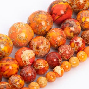 Red Orange Sea Sediment Imperial Jasper Beads Grade AAA Round Gemstone Loose Beads 4MM 6MM 8MM 10MM 12MM Bulk Lot Options