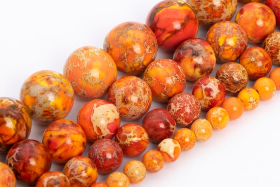 Imperial Jasper Beads Orange Jasper Stone Red Orange Sea Sediment