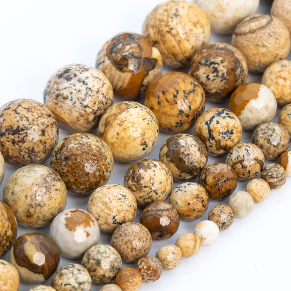 Picture Jasper Beads Grade AAA Genuine Natural Gemstone Micro Faceted Round Loose Beads 6MM 8MM 10MM 12MM Bulk Lot Options