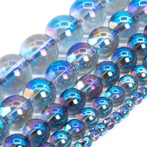 Blue Rainbow Crystal Quartz Beads Natural Grade AAA Gemstone Round Loose Beads 6MM 8MM 10MM Bulk Lot Options