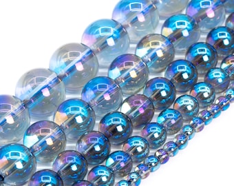 Blue Rainbow Crystal Quartz Beads Natural Grade AAA Gemstone Round Loose Beads 6MM 8MM 10MM Bulk Lot Options