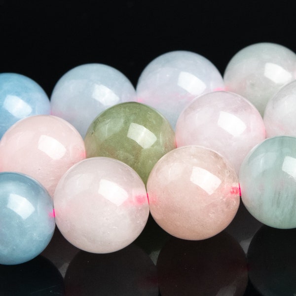 Multicolor Beryl Morganite Aquamarine Beads GenuineNatural Grade AA GemstoneRound Loose Beads 4MM 6MM  8MM  10MM Bulk Lot Options