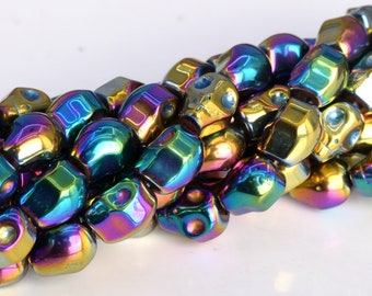 10x8MM Rainbow Hematite Beads Skull Grade AAA Natural Gemstone Full Strand Loose Beads 16" BULK LOT 1,3,5,10 and 50 (104852-1313)