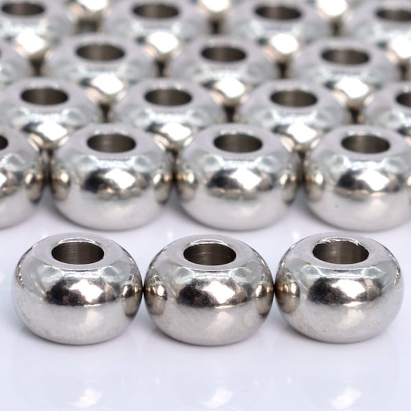 8x5MM Silver Tone Spacer Beads Rondelle 10 Pcs Bulk Lot Options (60543-1711)