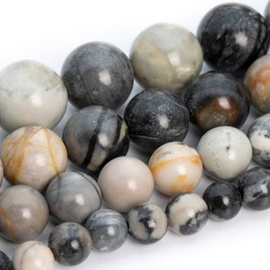 Gray Picasso Jasper Beads Africa Grade AAA Genuine Natural Gemstone Round Loose Beads 4MM 6MM 8MM 10MM 16MM Bulk Lot Options