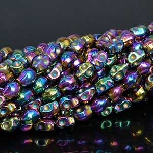 8x5MM Regenbogen Hämatit Perlen Schädel Klasse AAA Natürlicher Edelstein voller Strang lose Perlen 15,5 &quot;BULK LOT 1,3,5,10 und 50 (104571-1240)