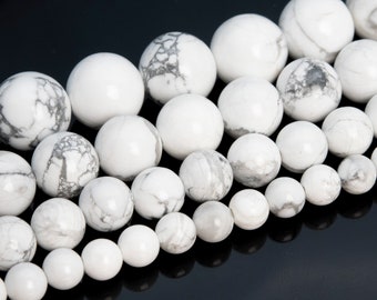 Perline di howlite bianca grado AAA genuina pietra preziosa naturale perline sfuse rotonde 4MM 6MM 8MM 10MM 12MM 16MM Opzioni lotto sfuso