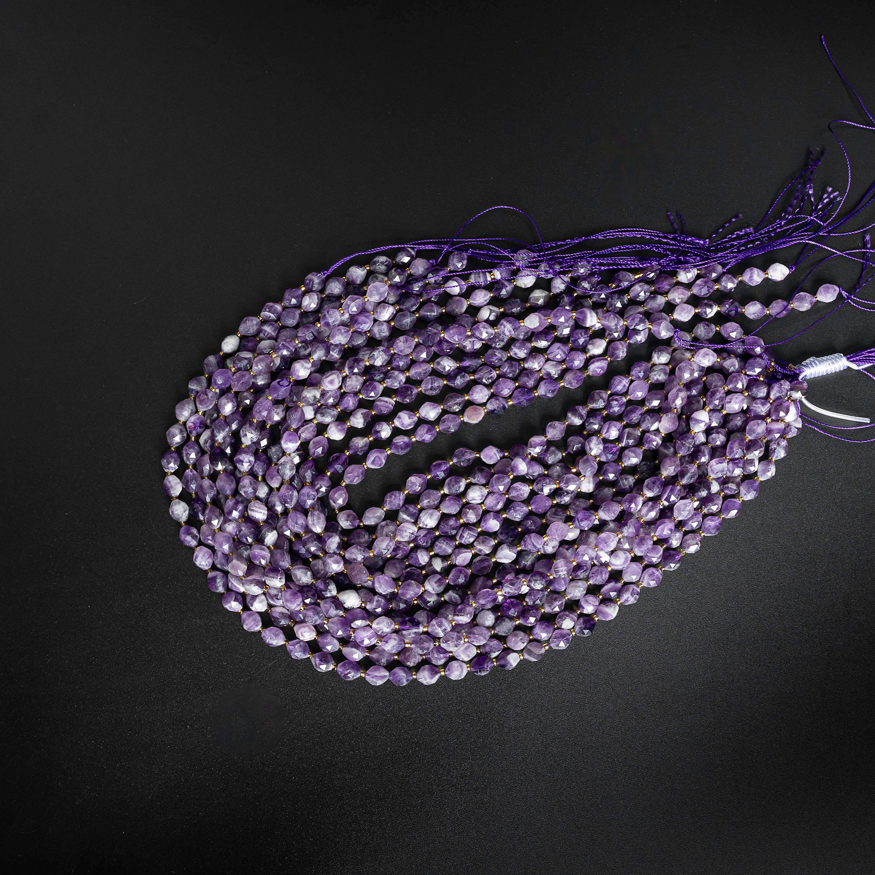 8MM Purple Dog Teeth Amethyst Beads Grade AA Genuine Natural Gemstone ...