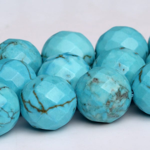 Mint Blue Magnesite Turquoise Beads Faceted Round Stone Loose Beads 4MM 6MM 8MM 10MM Bulk Lot Options