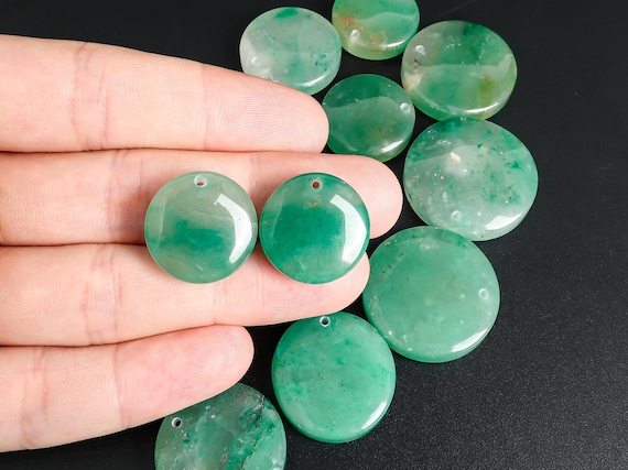 Genuine Natural Green Dulong Jade Round Pendant Grade AAA Gemstone Dulong Jade Pendant