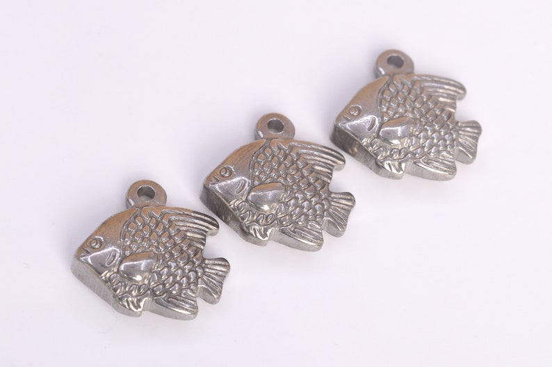 61531-2102 17x17MM Tropical Fish Charm Double Side Stainless Steel Charm 2 Pcs Bulk Lot Options