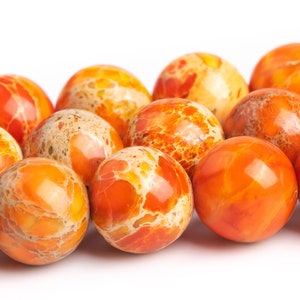 8MM Orange Sea Sediment Imperial Jasper Beads Grade AAA Gemstone Round Loose Beads 15&quot; / 7.5&quot; Bulk Lot Options (120169)