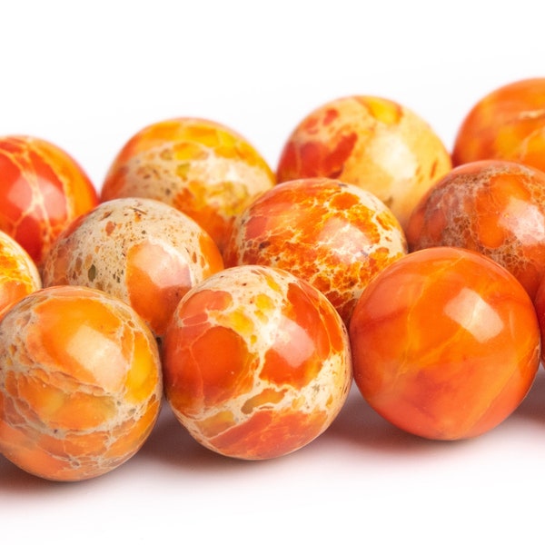 8MM Orange Sea Sediment Imperial Jasper Beads Grade AAA Gemstone Round Loose Beads 15.5" / 7.5" Bulk Lot Options (120169)