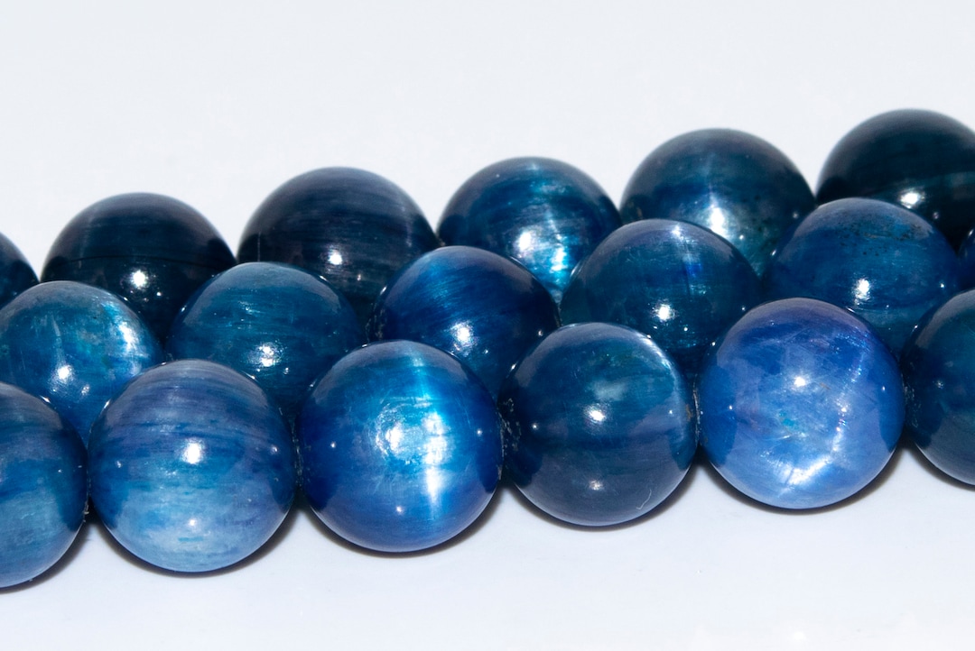 8MM Cat Eye Kyanite Beads South Africa Deep Blue Gemstone Grade AAA