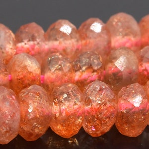 6x3MM Golden Orange Strawberry Quartz Beads Genuine Natural AAA+ Gemstone Faceted Rondelle Loose Beads 16&quot; / 7.5&quot; Bulk Lot Options (108660)