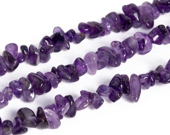 4-10MM Amethyst Beads Pebble Chips Grade AA Genuine Natural Gemstone Beads 15" Bulk Lot Options (108392)