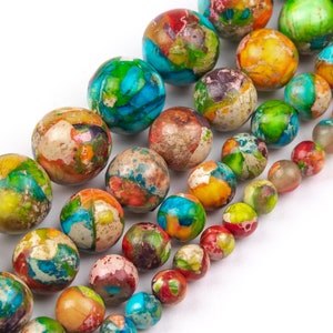 Multicolor Sea Sediment Imperial Jasper Beads Grade AAA Gemstone Nugget Round Loose Beads 4MM 6MM 8MM 10MM Bulk Lot Options