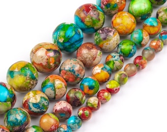 Multicolor Sea Sediment Imperial Jasper Beads Grade AAA Gemstone Nugget Round Loose Beads 4MM 6MM 8MM 10MM Bulk Lot Options