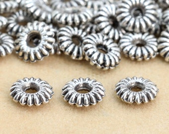 5x1MM Antiek Zilver Tone Spacer Kralen Gegolfd Rondelle 30 Stuks Bulk Lot Opties (62349-2282)