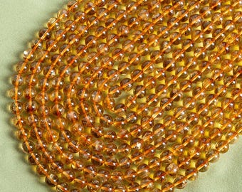Golden Citrine Beads Genuine Natural Round Gemstone Beads