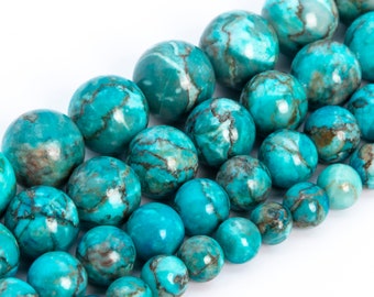 Cyan Magnesite Turquoise Beads Grade AAA Gemstone Round Loose Beads 6MM 8MM 10MM 12MM Bulk Lot Options