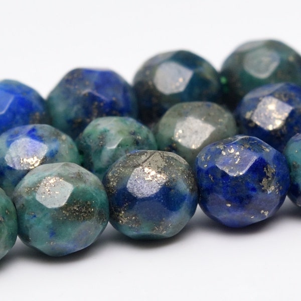 4MM Azurite Beads Grade AAA Natural Gemstone Faceted Round Loose Beads 15"/ 7.5" Bulk Lot Options (101179)
