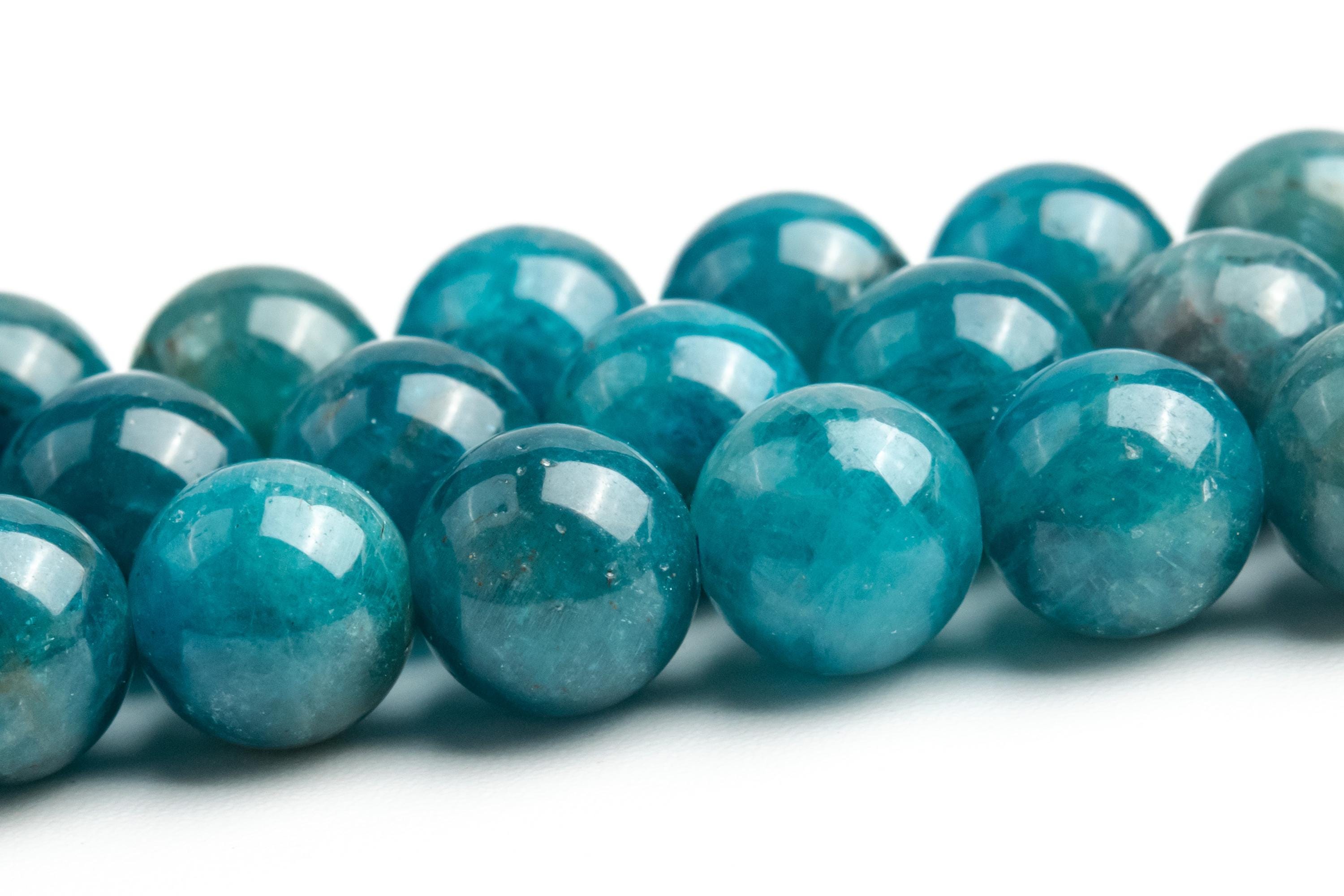 Blue Apatite Beads Genuine Natural Grade A+ Gemstone Round Loose Beads ...