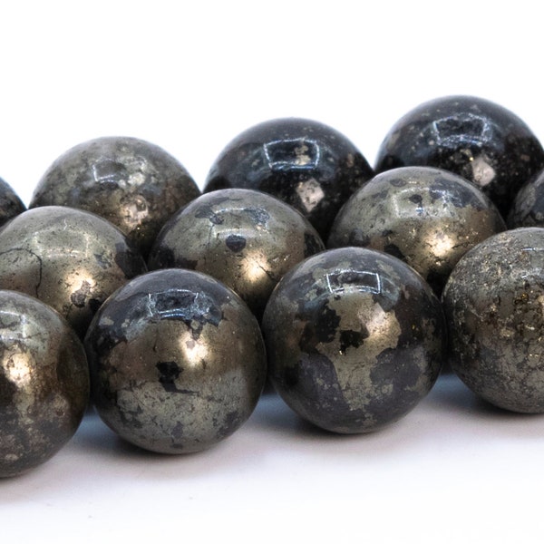 Black Copper Pyrite In Magnetite Beads Genuine Natural Grade AAA Gemstone Round Loose Beads 6MM 8MM 10MM Bulk Lot Options