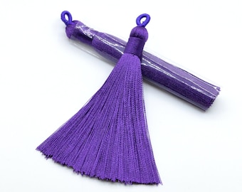 2 Pcs 3.54" / 9CM Purple Tassel 0.9CM Thickness Polyester Handcraft Tassels for Jewelry Design BULK LOT 2,4,6,12 and 50 (60839-051)