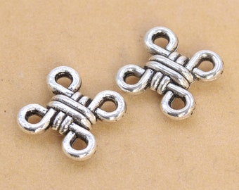 12x12MM Chinese Knot Pendant Silver Tone Zinc Alloy 20 Pcs Bulk Lot Options (61300-2037)
