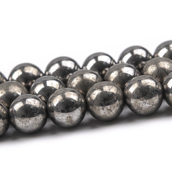 Iron Pyrite Beads Genuine Natural Grade AAA Gemstone Round Loose Beads 6MM 8MM Bulk Lot Options