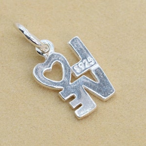 Ciondolo con parola d&#39;amore in argento sterling 12x8MM Argento massiccio (62150-2113)