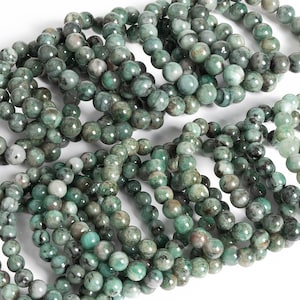 Green Emerald Beads 7" Bracelet Genuine Natural Round Gemstone Beads