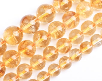 Citrine Beads Yellow Grade AA Genuine Natural Gemstone Round Loose Beads 6MM 8MM 10MM Bulk Lot Options