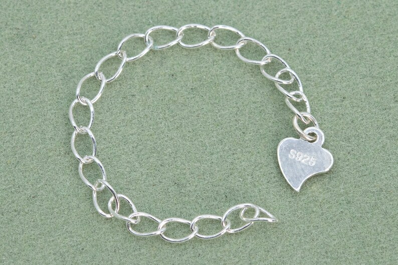 64790-2173 2.5MM Sterling Silver Chain Extender 3.9 10CM Heart End 2 Chains Solid Silver Bulk Lot Options