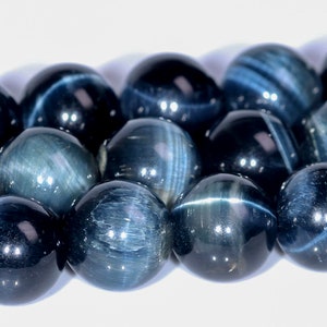 Dark Gray Blue Tiger Eye Beads Grade AAA Gemstone Round Loose Beads 6MM 8MM 10MM 12MM Bulk Lot Options