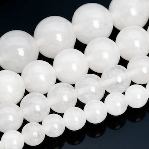 White Jade Beads Grade AAA Genuine Natural Gemstone Round Loose Beads 4MM 6MM 8MM 10MM 15MM Bulk Lot Options
