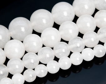 White Jade Beads Grade AAA Genuine Natural Gemstone Round Loose Beads 4MM 6MM 8MM 10MM 16MM Bulk Lot Options