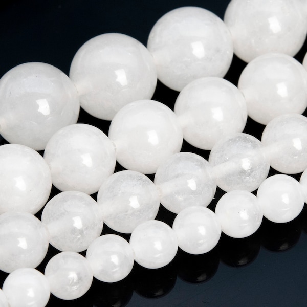 White Jade Beads Grade AAA Genuine Natural Gemstone Round Loose Beads 4MM 6MM 8MM 10MM 16MM Bulk Lot Options