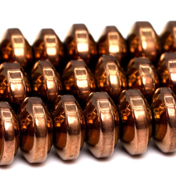 6x3MM Rose Gold Hematite Beads Grade AAA Natural Gemstone Rondelle Loose Beads 16" / 7.5" Bulk Lot Options (101414)